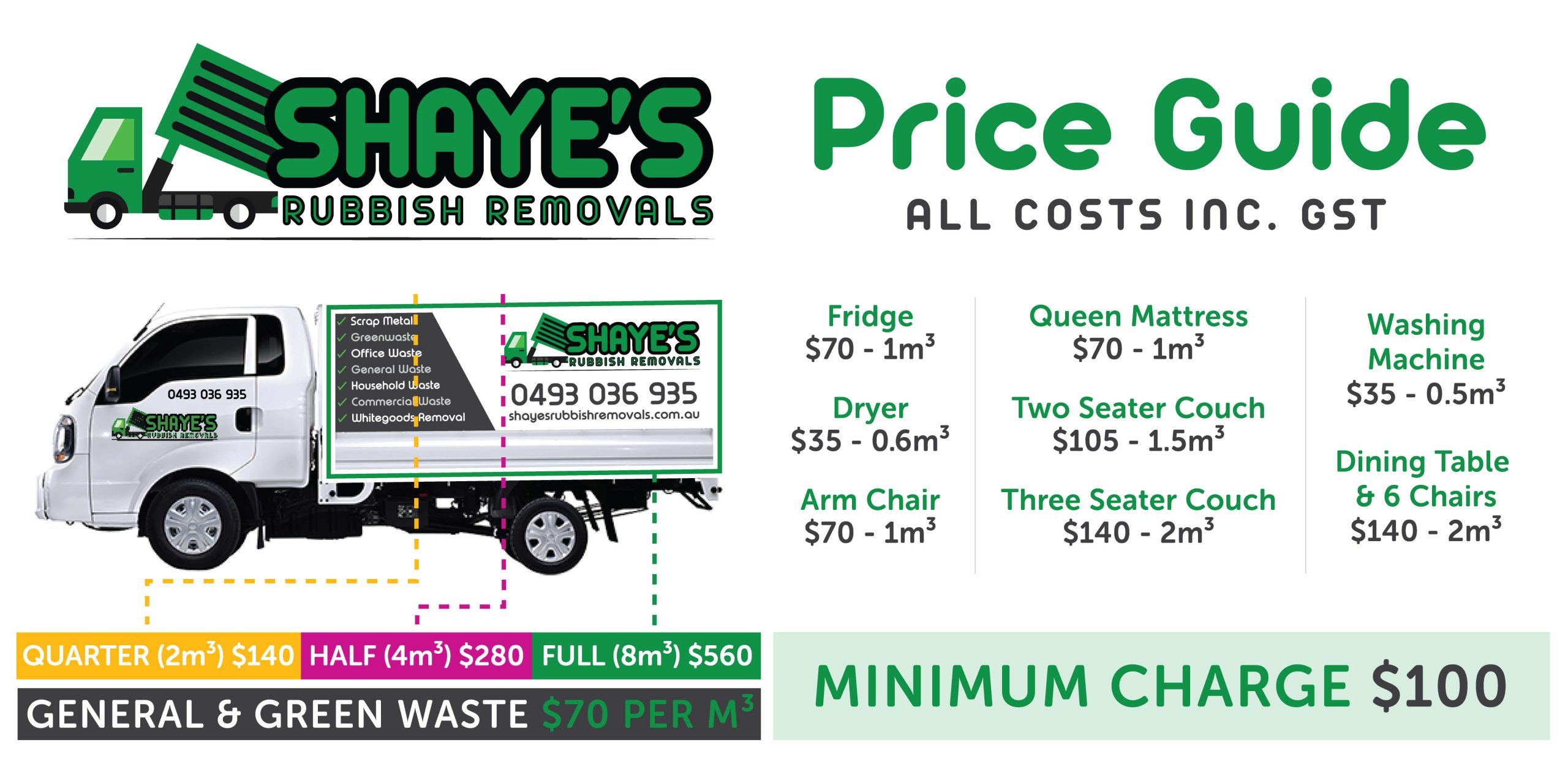 Our rubbish removal price guide